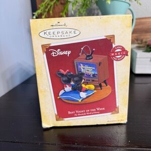Hallmark Keepsake Disney Mickey Minnie Best Night Of The Week 2005 TV Ornament